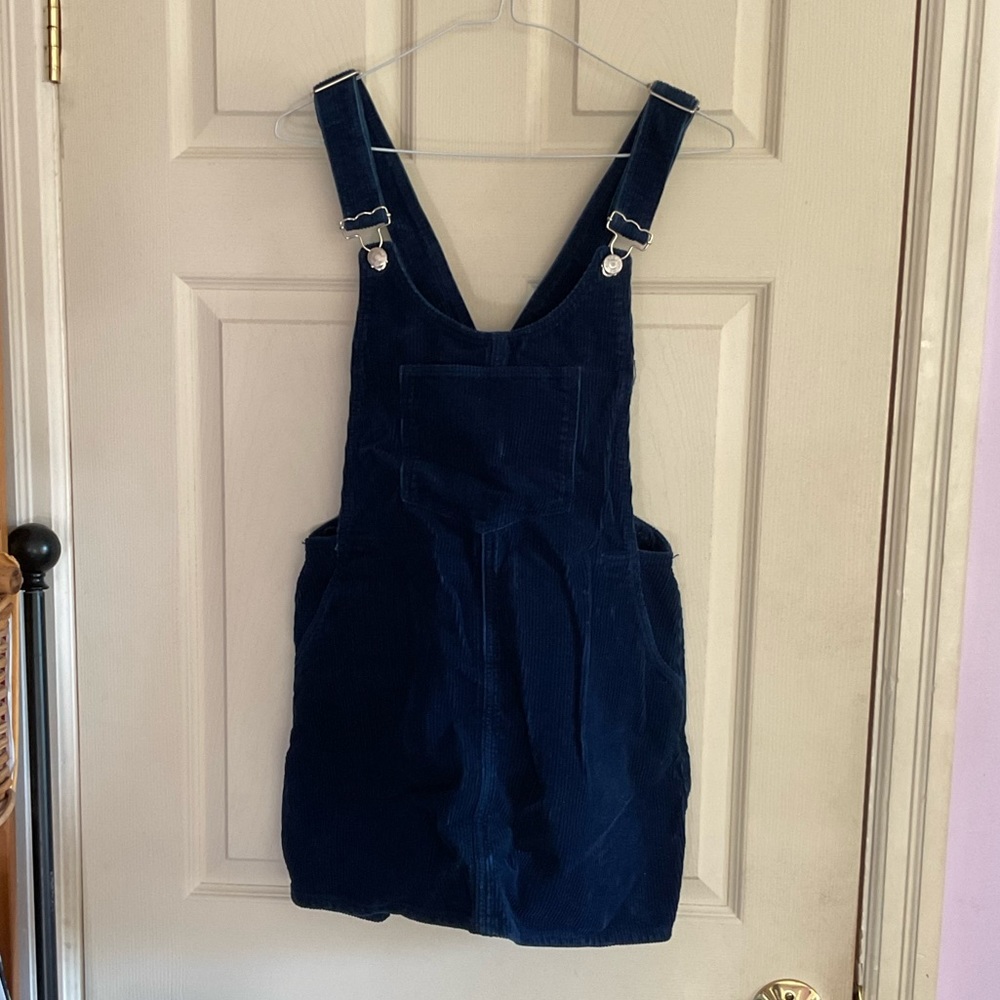 Navy Blue Corduroy Overall Skirt Jumper